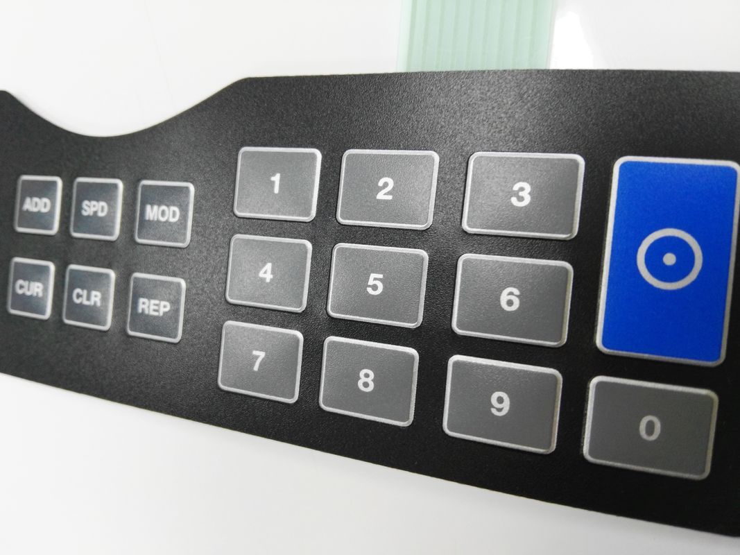 High Lifespan Membrane Keyboard Switches With Emboss Key PET Overlay And 3M Adhesive