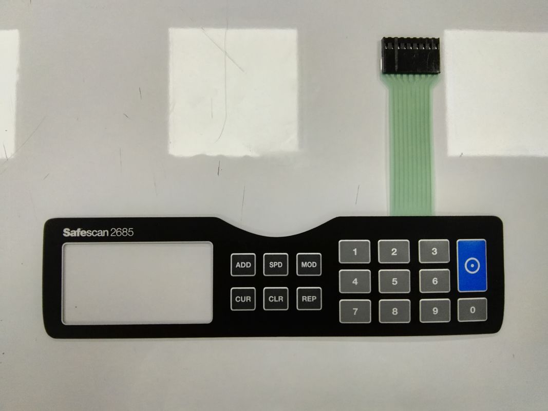 High Lifespan Membrane Keyboard Switches With Emboss Key PET Overlay And 3M Adhesive